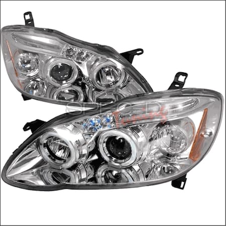 Halo LED Projector Headlights For 03 To 08 Toyota Corolla, Chrome - 10 X 25 X 26 In.